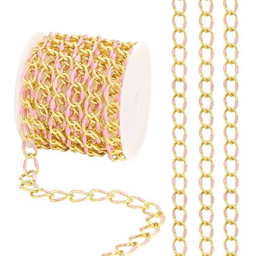 UMAOKANG 2 Meters 18K Gold Plated Brass Chain for Jewelry Making Pink Enamel Chains Bulk for Women Necklace Bracelet DIY Jewelry Chain