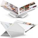 Acrylic Book Stand Large White Acrylic Book Holder, 12.5" x 9.5" x 5.7", Open Book Holder Stand for Display and Reading Cookbooks, Art Books, Bibles, Magazines - Home and Office (White, Large)