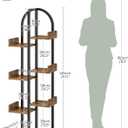 CHOEZON Corner Bookshelf, Curved 6-Tier Bookcase with Anti-Tip Kit, Adjustable Feet and Staggered Shelves for Living Room, Bedroom, Study, Office, Rustic Brown and Black TSJ06BF, 145 cm x 50 cm x 23 cm