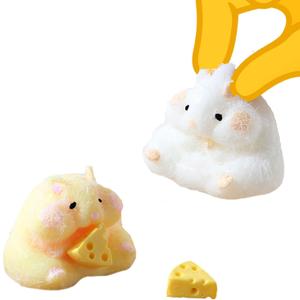 2 Pack Hamster with Cheese Squishy Toys, Super Soft Adorable Stress Relief Gifts for Teens Kids Men Women, Small Hamster Decor for Home Office Desktop
