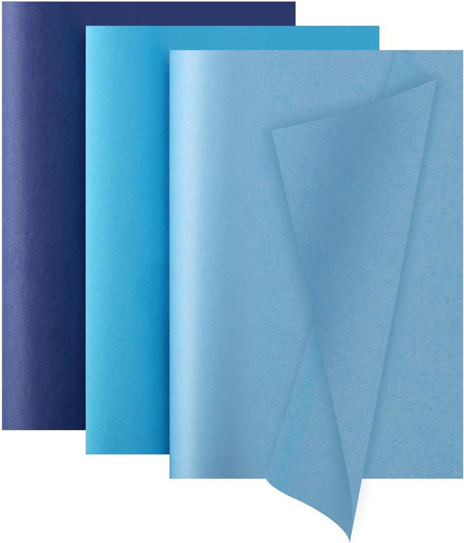 2 x Tinoaly 60 Sheets Gradient Blue Wrapping Paper, 3 Colors, 19.69x13.78 inches, Gift Wrap Tissue Paper for Christmas, Birthday, Party Decoration