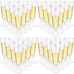 Chengu 150 Pcs Champagne Flutes 5 Oz Plastic Disposable Champagne Flutes Crystal Wine Glasses Reusable Plastic Cocktail Cups for Wedding Celebration Birthday Party Toasting Drinking (Clear)