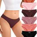 JUYINA Womens Underwear Seamless Bikini No Show Panties Soft Comfortable Stretchy Invisibles Briefs Low Rise Hipster 6 Pack, Small