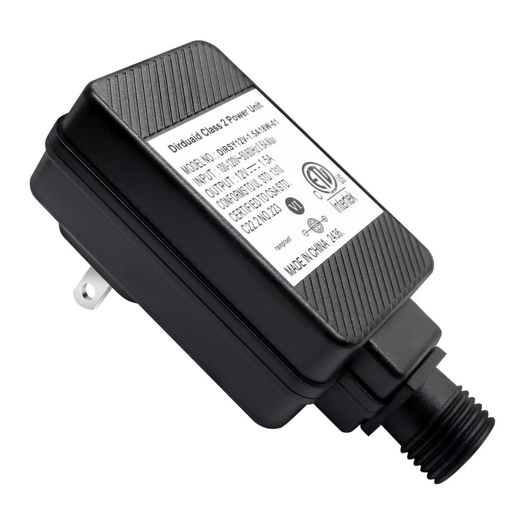 Dirduaid LED Transformer 12V 1.5A Inflatable Adapter Replacement Class 2 Power Unit, IP44 Low Voltage Transformer US Plug for Christmas Light, Inflatable Decoration (12V18W 1Pack)
