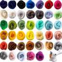 Sukh 40pcs Felting Wool Roving - Core Wool Roving Bulk Spinning DIY Craft Mix Color