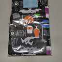 Newbridge Halloween Party Ghosts and Bats 52 x 70 Inch Rectangle Vinyl Tablecloth with Flannel Backing, Spooky Black Ghost and Bat Print, Easy Care Wipe Clean Table Cover