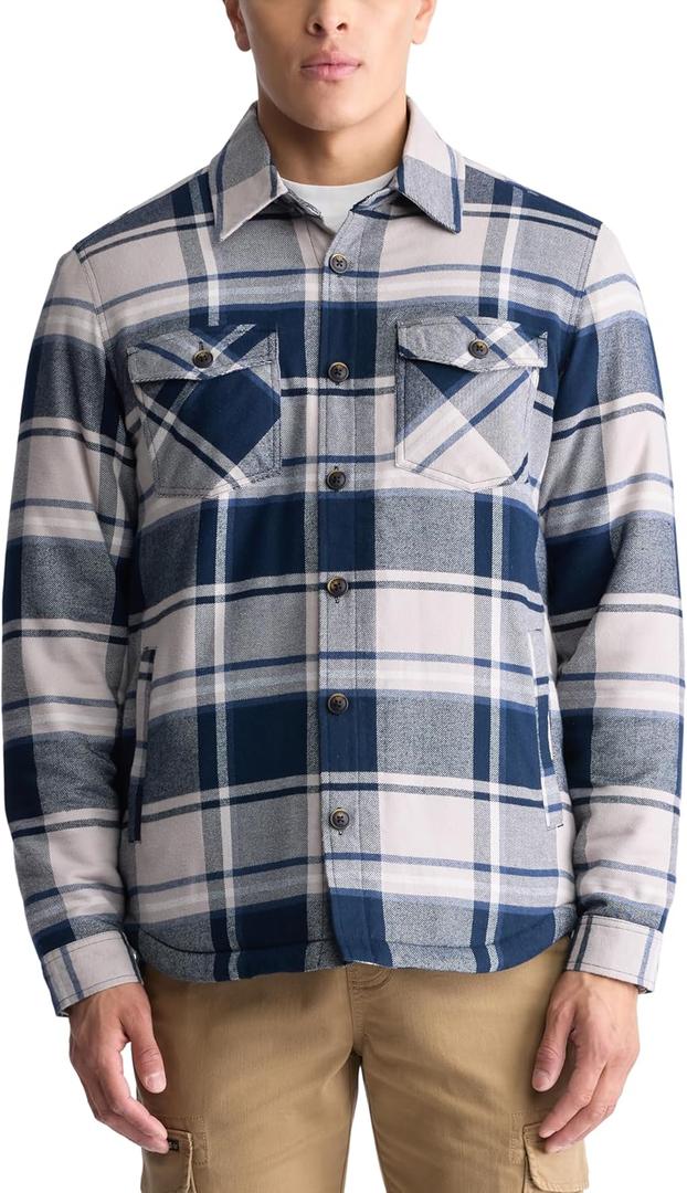 Buffalo David Bitton men's Trucker Denim Jacket Vintage Style Shacket (Large, Irish Cream)