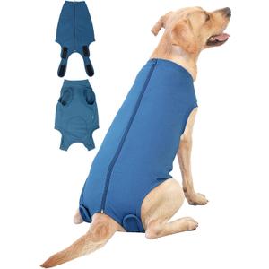 Dog Surgery Recovery Suit - After Spay, Abdominal Wounds Post Surgical Recovery, Anti Licking Breathable Dog Onesies for Small, Medium & Large Pet, Alternative Bandages Cone E-Collar (3XL (Back length: 25.6"), Blue)