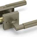 Asidrama 1 Pack Brushed Antique Brass Privacy Door Handles, Door Lever with Door Knobs Indoor for Bedroom or Bathroom, Heavy Duty Door Handles Interior with Locks for Left Right Sided Doors