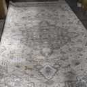 8x10 Area Rugs Living Room: Washable Boho Large Neutral Vintage Soft Rugs Stain Resistant Farmhouse Non Slip Indoor Floor Carpet for Bedroom Nursery Kids Playroom Office Dining Room Home- Ivory Gray
