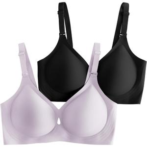 Padded Wireless Bras for Women - Wireless Bra Bralettes for Women with Support Padded Bralette (Purple, XXXL)