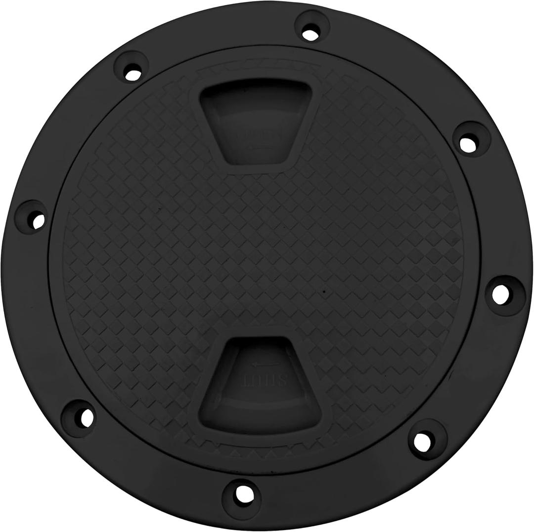 8 Inch Boat Round Inspection Deck Plate Hatch with Detachable Cover and Pre-drilled Holes, Water Tight for Kayak RV Marine Boat Yacht Outdoor Installations (Black)