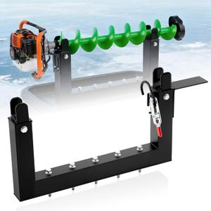 Shimeyao Heavy Duty Ice Auger Fishing Holder, Auger Mount Rack with Adjustable Over-Center Shaft Clamp for Snowmobile, 4 Wheeler UTV