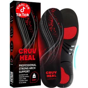 220+ lbs Plantar Fasciitis High Arch Support Insoles Men Women - Orthotic Shoe Inserts - Boot Work Shoe Insole (XS, Black) (XS(Men 4.5-6/Women 5.5-7))