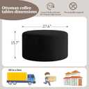 BSHOMGI Round Coffee Table Ottoman for Corduroy Cloud Sectional Couches in a Box Memory Foam Compressed Pouf Footstool Rest for Living Room, Bedroom, Makeup Room No Assembly Require(Black, 27.6")