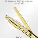 Hair Thinning Scissors Cutting Teeth Shears Professional Barber ULG Hairdressing Texturizing Salon Razor Edge Scissor Japanese Stainless Steel with Detachable Finger Ring 6.5 inch, Gold