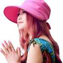 HINDAWI Sun Hats for Women with UV Protection Wide Brim Sun Hat Visor Summer Beach Outdoor Foldable Womens Cap (Pink)