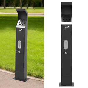 Commercial Standing Trash Can, Outdoor Trash Bin with Lock & Removable Inner Bucket Outside Receptacle Stainless Steel Garbage Can Container for Hotels Restaurants Bars Office Park Street