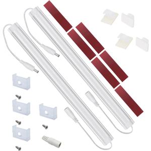 Litever Extra LED Light Bar, White Cable,12VDC, 5000K Daylight White, with Mounting Clips, Screws, Self-Adhesive Pads. Additional Light Bars for Litever LL-008 Under Cabinet Light Kit ONLY-[2-Pack]