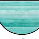 Teal Turquoise Half Round Door Mat Indoor Entrance, Green Painted Wood Background Non Slip Absorbent Doormats, 30X18 Wear Resistant Semi Circle Floor Mats Area Rugs for Home Kitchen Patio