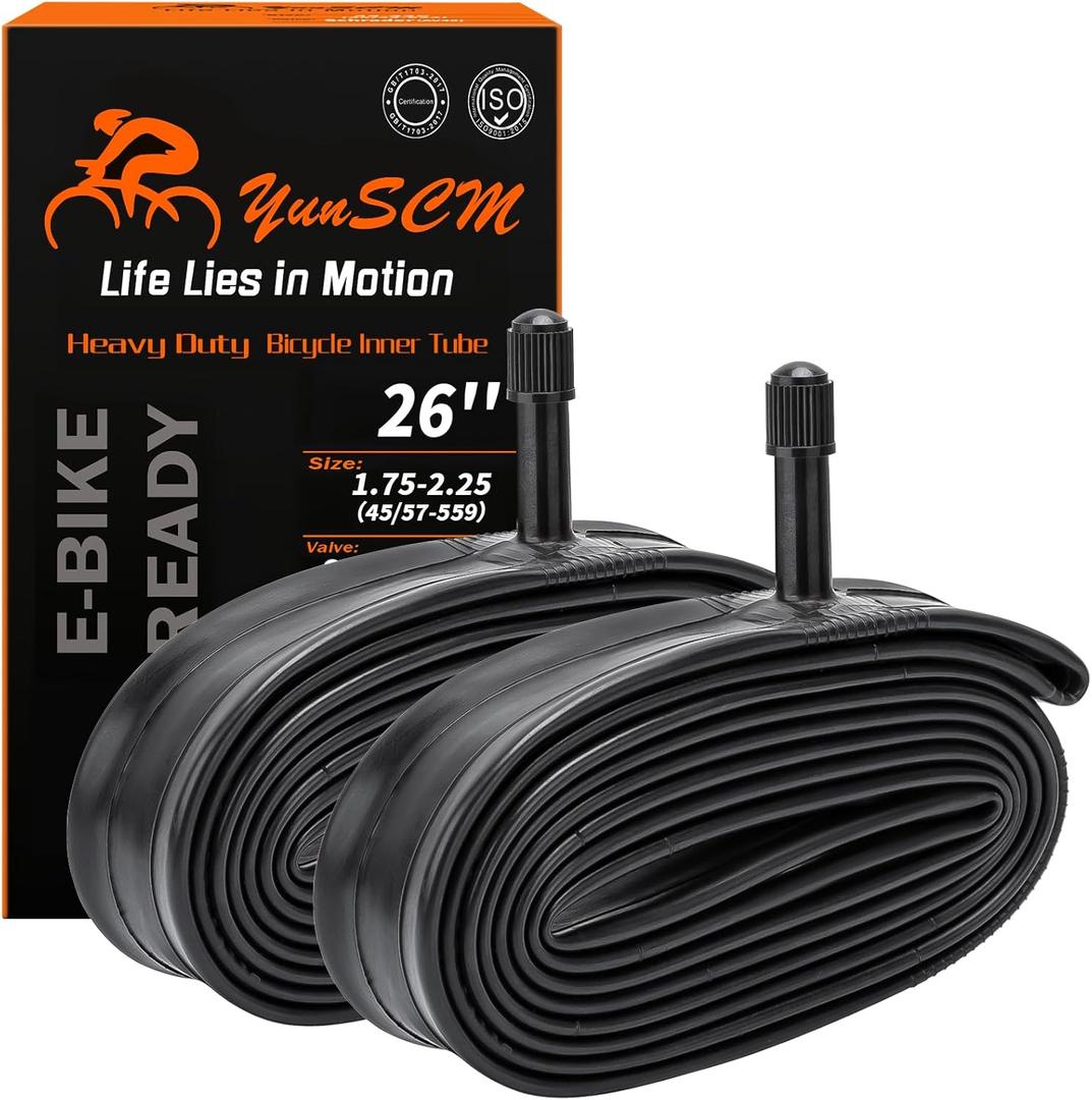 2-PCS 26" Heavy Duty Bike Tubes 26x1.75/1.95/2.125/2.25 AV Schrader Valve (45/57-559) 26" Bicycle Tube Compatible with 26 x 1.75 26x1.95 26x2.0 26x2.10 26x2.125 26x2.20 26x2.25 Tire Tubes