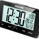 ZDAXOAH Digital Alarm Clock, Atomic Alarm Clock for Bedrooms with Indoor Temp, Humidity, Date, Alarm Time - Auto Set Atomic Clock - Auto DST, Desk Small Clock with Night Light