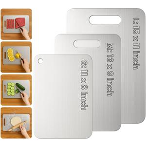 Titanium Cutting Board Set of 3, 2025 New Upgrade 100% Pure Titanium Cutting Boards for Kitchen, Hygiene & Durability Non Stick Chopping Board, 3Pcs Double Sided Cutting Boards (S+M+L)