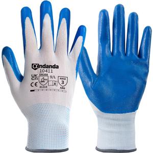 ANDANDA Safety Work Gloves, Seamless Knit Work Glove with Nitrile Rubber Coated on Palm & Fingers for Men & Women, Garden (Large)