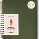 Anecdote 2026 Planner (8.5" x 10") Daily Planner Weekly Monthly Planner - 52 Weeks w/Library Buckram Cover, Brass Spiral - A4 Size Bleed-Resistant Paper  Evergreen
