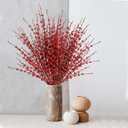 Sggvecsy 10 Pcs 29.5 Long Artificial Jasmine Flowers Tall Fake Flower Bouquet Faux Jasmine Plants Dry Branches for Christmas Wedding Home Party Office Hotel Restaurant Kitchen DecorationRed