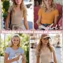 3 Pack Girls Shirts Scoop Neck Ribbed T Shirts Teens Short Sleeve Slim Fit Summer Tees for Kids Age 5-14