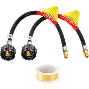 GasSaf 18 inch RV Propane Hose, 1/4" Inverted Camper Propane Hose Connect to 2-Stage Auto Changeover Regulator for RVs, Campers & Trailers (2 Pcs)