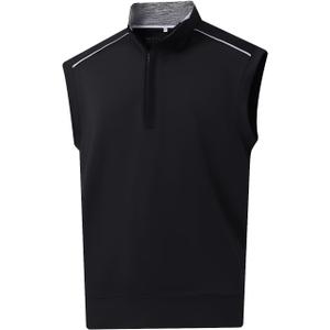 M MAELREG Golf Vests for Men Dry Fit Lightweight Moisture Wicking Performance Sports Breathable Golf 1/4 Zip Pullover Men (Small, Black)