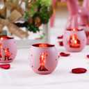 Valentine's Day Gift 4PCS - Romantic Glass Tealight Votive Holders, Sweet Wedding Housewarming Gift for Couples, Anniversary & Engagement Party Decor