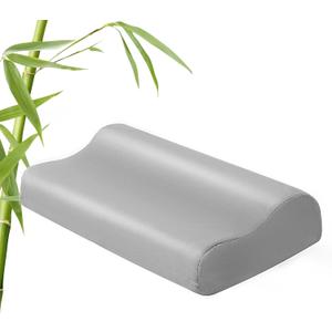 Cooling Pillowcase for Contour Pillow- Rayon Derived from Bamboo Contour Cervical Neck Pillow Case Cover- Breathable Silky Soft Pillowcase for Hot Sleepers,24 x14 x5/3.7 Inches 1 Piece Light Grey