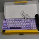 HUO JI Mechanical Gaming Keyboard USB Wired Compact with Number Pad, Purple Led Backlit, Blue Switch, Detachable Type C Cable, 94 Keys for PC/Computer/Laptop, White and Purple