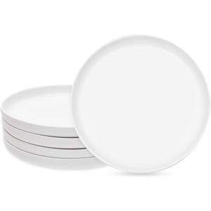 Okuna Outpost White Ceramic Dinner Plates Set of 4 Serving Dinnerware Dishes (8 Inches)
