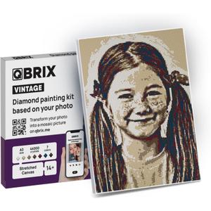 QBRIX Framed Diamond Art from Any Photo - Custom Diamond Painting Kit for Adults - Personalised Gem Art - DIY Craft Kit for Adults - Vintage - 12 x 17 inches