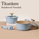 CAROTE 2.0Qt & 3.0Qt Titanium Nonstick Reinforced Sauce Pan Sets with Lid, Non-Stick Saucepans Cookware Set with Pour Spout with Detachable Handle, PFOS, PFOA Free, Induction Comptable, Blue