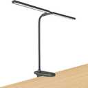 LED Reading Light with Clip, Desk Lamp 48 LEDs 2600mAh Battery USB Rechargeable Book Lights Stepless Adjustable Brightness Eye Protection Table Lamps for Bed Headboard, Home, Office - Black