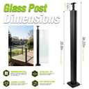 35.8" Glass Railing Post,End Glass Post & Handrail Bracket,Black