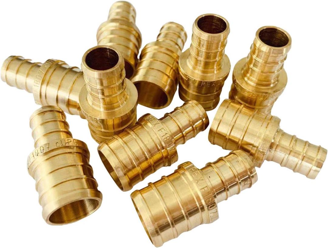 LTWFITTING No Lead Brass PEX Crimp Fitting 1-Inch x 1-Inch x 3/4-Inch PEX Tee (Pack of 4) LTWFITTING No Lead Brass PEX Crimp Fitting 1-Inch x 1-Inch x 3/4-Inch PEX Tee (Pack of 4)