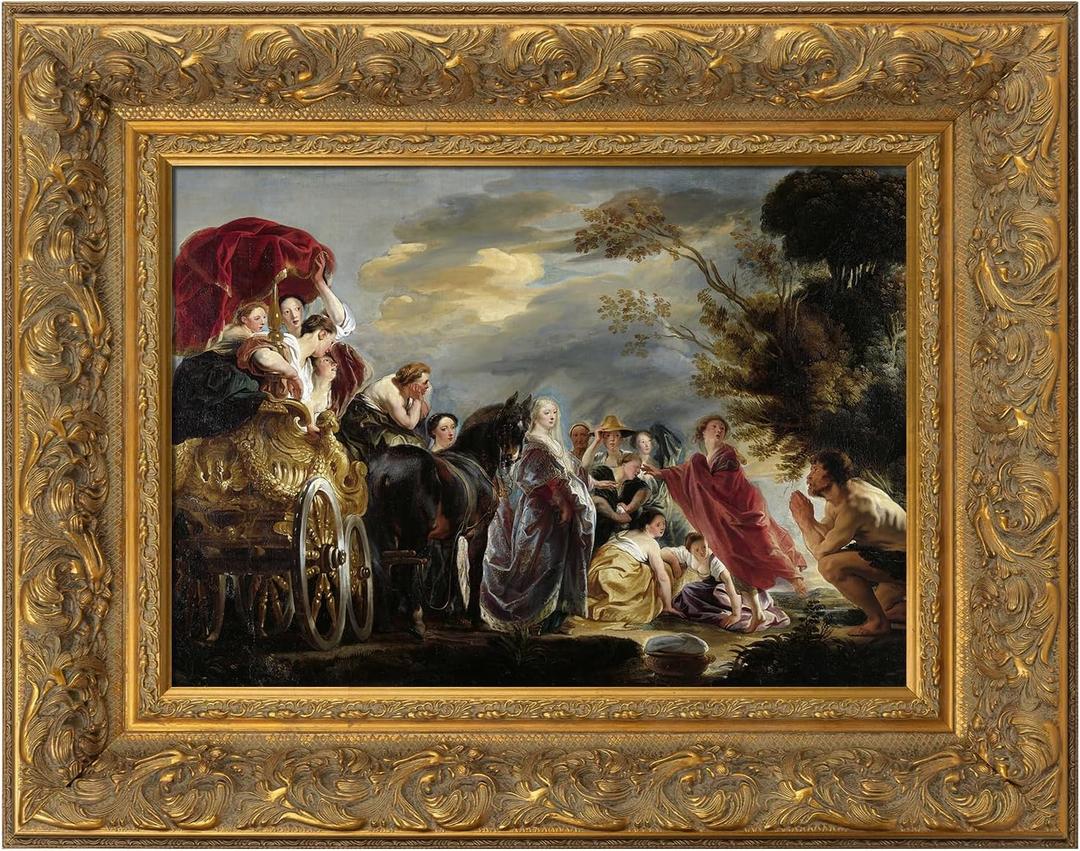 DIY Solid Wood Ornate Frame for 24x36 Elizabeth Paintings, 3.7" Wide Traditional Canvas Frame for Art Lover Housewarming Birthday Wedding Grandparents Teacher Gift, No Glass & Back (Gold)