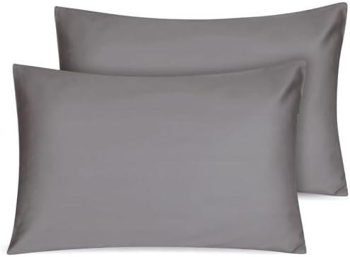 Organic Cotton Toddler Pillowcase 2 Pack, 14 x 20 Travel Pillow Case Cover for Babies, Kids, Boys and Girls, Soft and Breathable Small Pillow Cases with Envelope Closure, Dark Grey