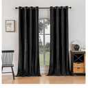 Black 100% Blackout Curtains Inch 2 Panels, Luxury Thermal Insulated Black Velvet Curtains for Bedroom Living Room, (38W x 82L)