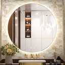 Keonjinn 32 Inch Round LED Mirror for Bathroom Backlit 3 Color Lights, UL Listed LED Driver, Circle Vanity Mirror Anti-Fog Round Lighted Bathroom Mirror Wall Mounted Dimmable Illuminated Makeup Mirror