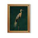 Wojuin Vintage Crane Canvas Framed Wall Art Dark Green Background 16x24 in