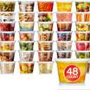 Stock Your Home 16oz Plastic Deli Containers with Lids (48 Pack), Disposable Plastic Food Storage Containers with Lids, Reusable Freezer Containers, To Go Soup Containers with Lids, Microwave Safe