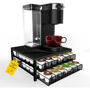 Coffee Bar Organizer for Countertop, K Cup Holder, K Cup Drawer Organizer, Coffee Station Accessories, upto 72 Keurig Coffee Pod Holders for Counter Small Space, Kpod Kcup Storage, Mat Included