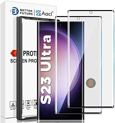 AACL for Samsung Galaxy S23 Ultra Screen Protector Tempered Glass, 3D Curved Glass for S23 Ultra 5G,6.8 Inch [Fingerprint Unlock][Anti-Scratch][Case Friendly][Pack of 2]